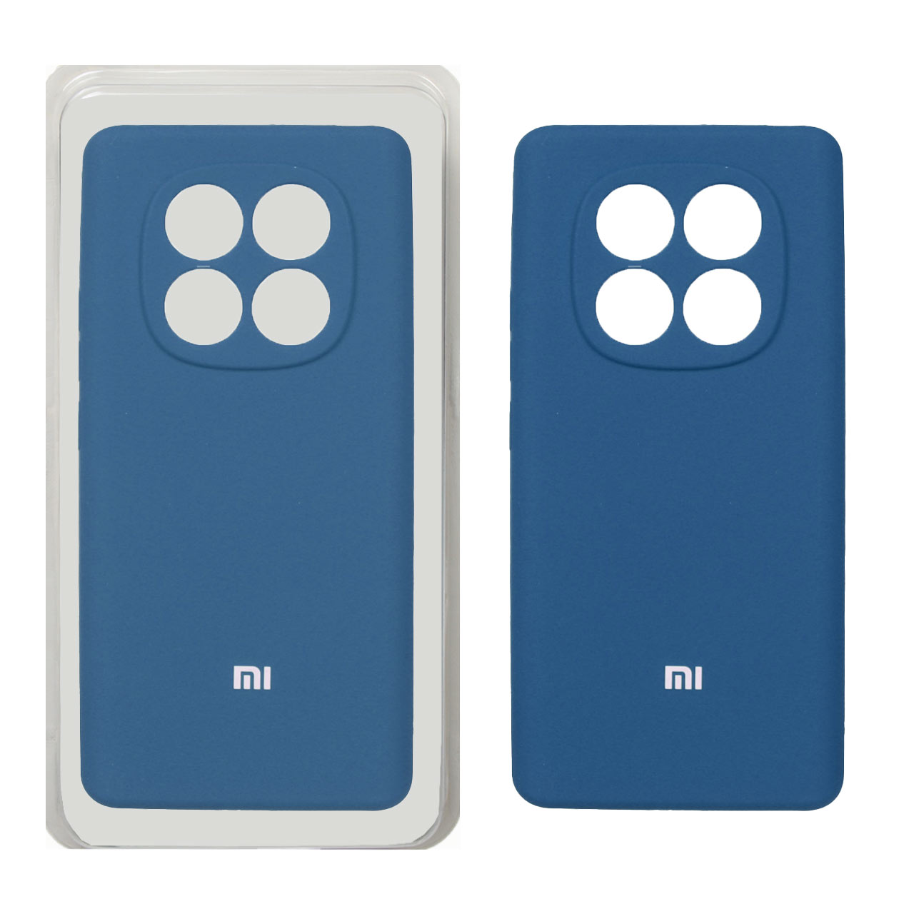 قاب سیلیکونی پاک کنی محافظ لنزدار اورجینال Xiaomi Redmi Note 14 Pro 4G - آبی تیره (پک اصلی)